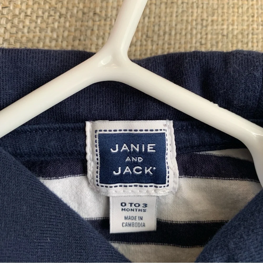Nautical One Piece Outfit Baby Boy Janie Jack Size 0 3 Months Blue White Striped